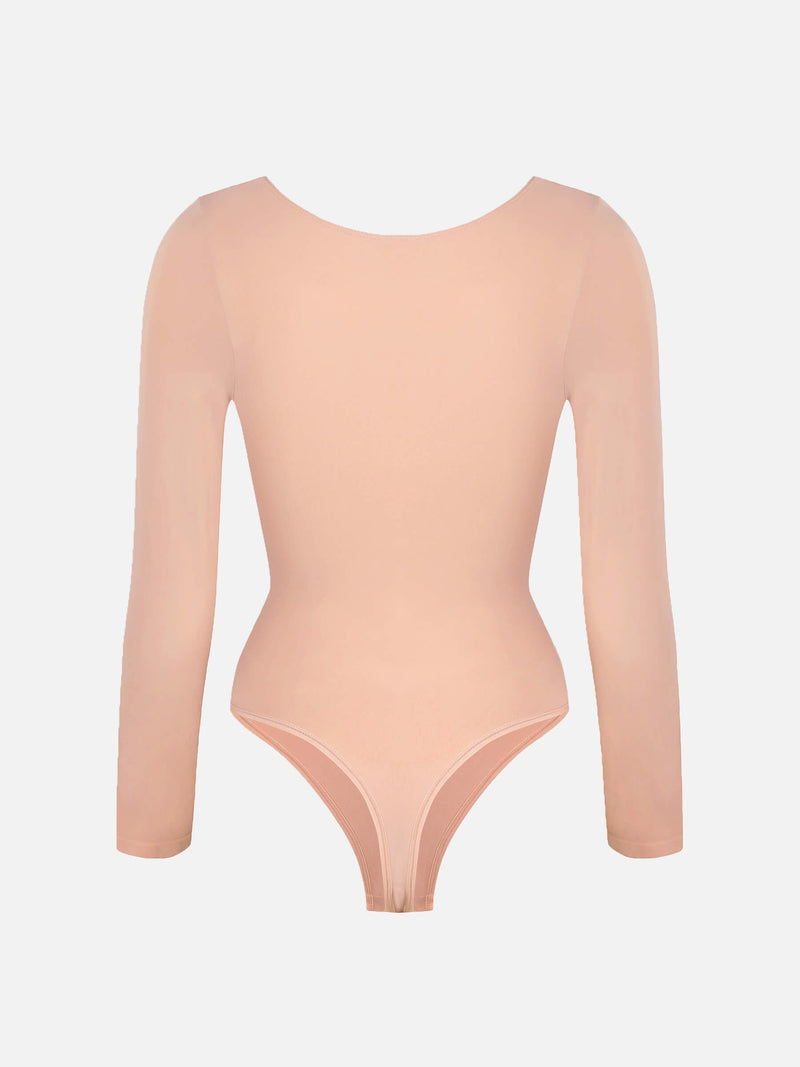 Bodysuit sin costuras de manga larga y control de abdomen