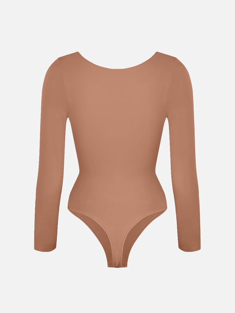 Bodysuit sin costuras de manga larga y control de abdomen