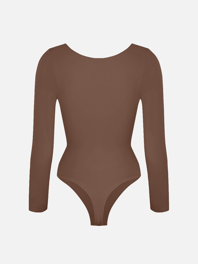Bodysuit sin costuras de manga larga y control de abdomen