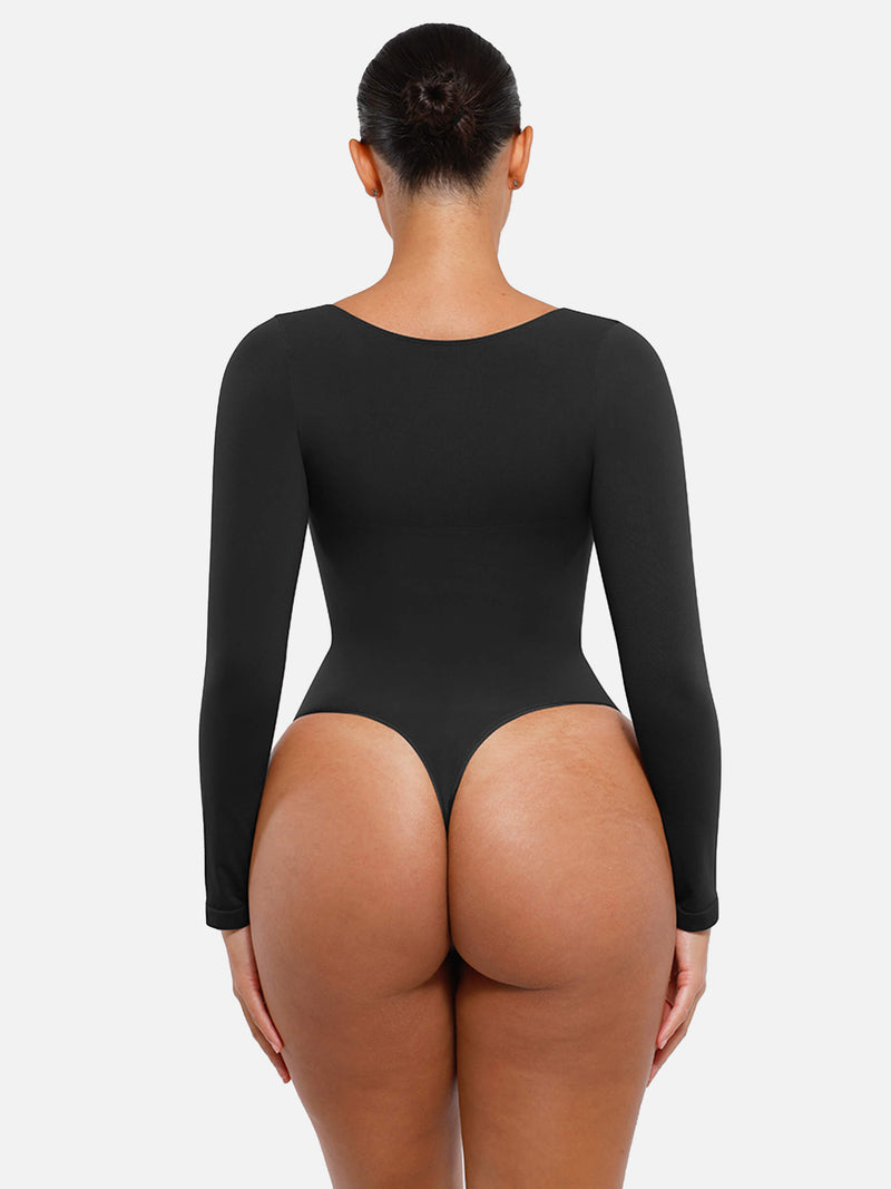 Bodysuit sin costuras de manga larga y control de abdomen